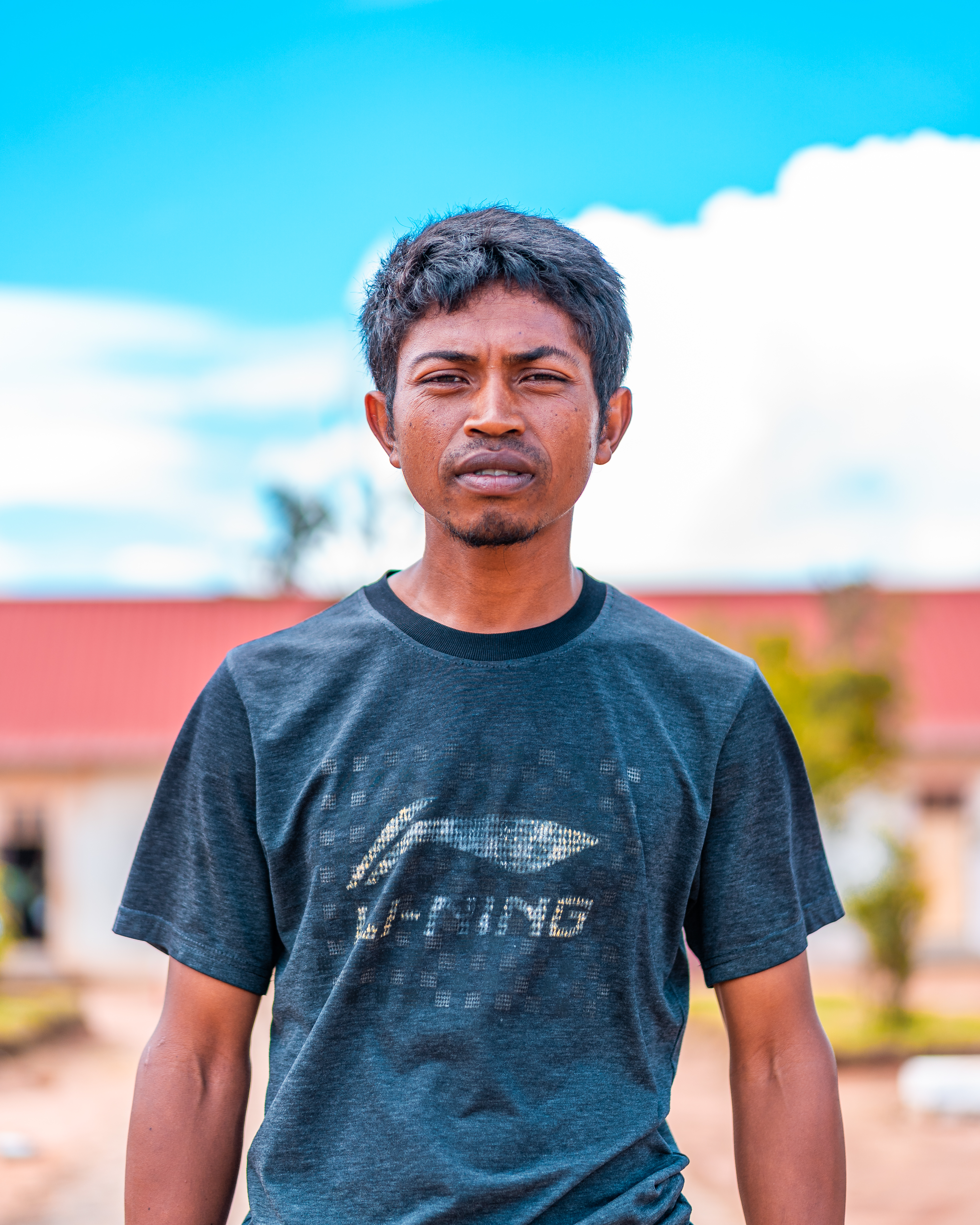 mid-shot of man staring at the camera