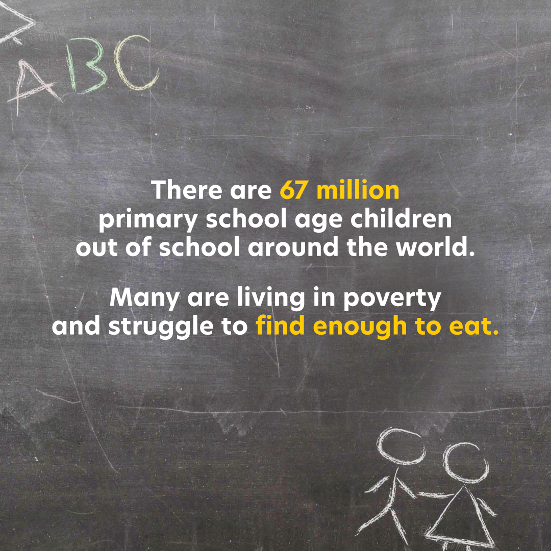 graphic depicting the number of children out of school in the world