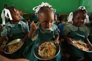 Children eating in Haiti