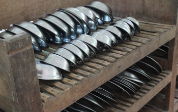 Plates stacked ready for serving time