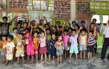 Children from Thailand in their classroom.