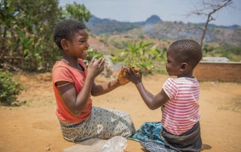 two children play a game together