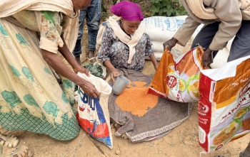 Volunteer cooks preparing meals.