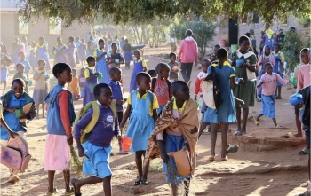 Children in Malawi playing at school.