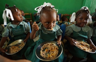 Children eating in Haiti