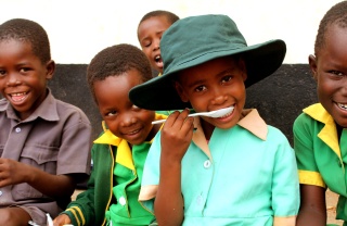 Boys pose together and have fun in Zimbabwe