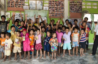 Children from Thailand in their classroom.