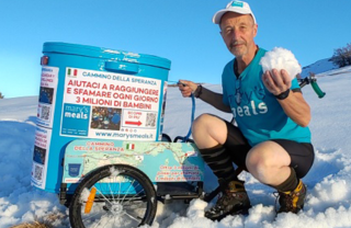 Luigi, volunteer with Mary's Meals Italy, on a previous fundraising effort.