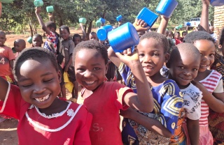 Children waiting for Mary's Meals in Malawi