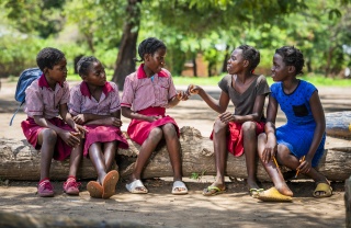 children eating Mary's Meals in Zambia