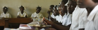 Children eating Mary's Meals in Haiti.