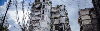 A building that has been impacted by the earthquake in Syria.