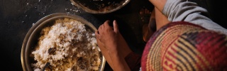 food being prepared in two large bowls