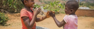 two children play a game together