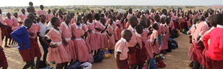 Children in Turkana gathered at school. 