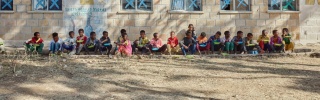 The boys enjoying their meal at Tsehafe Werdi Primary School in Tigray, Ethiopia