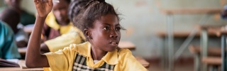 Girl in school in Zambia