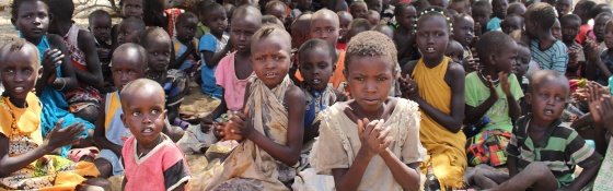 Children being fed at a school in Turkana, Kenya