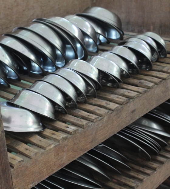 Plates stacked ready for serving time