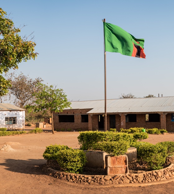 panoramic shot of a small school in Zambia