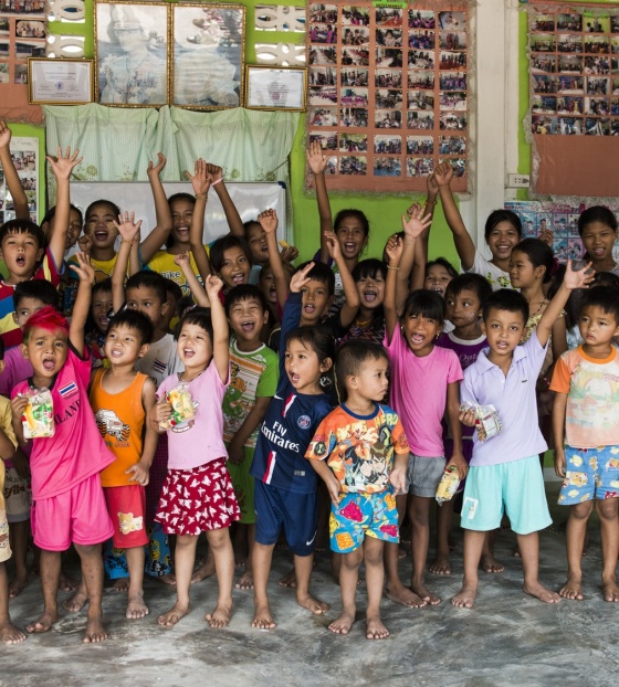 Children from Thailand in their classroom.