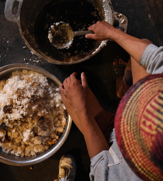 food being prepared in two large bowls