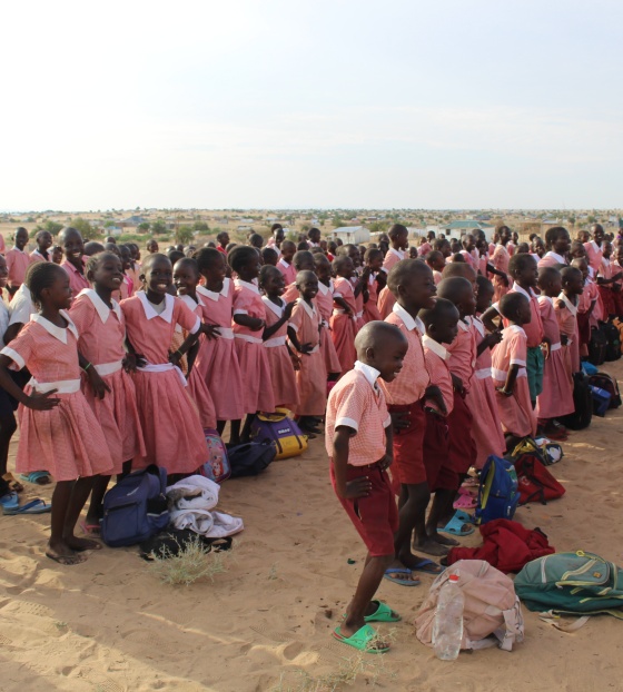 Children in Turkana gathered at school. 