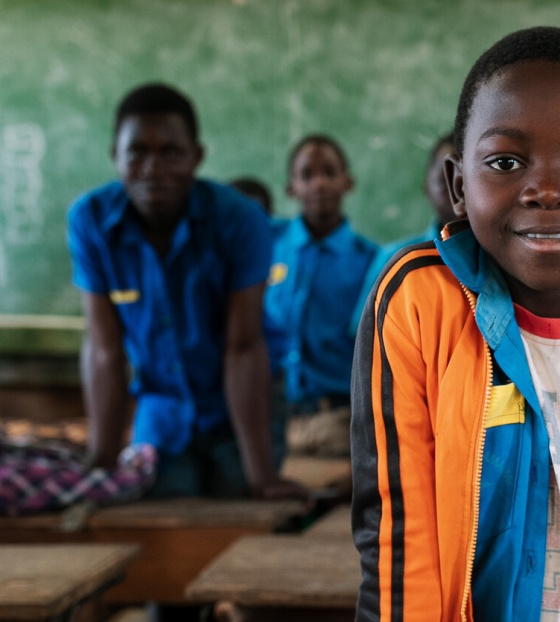 A child in class in Malawi