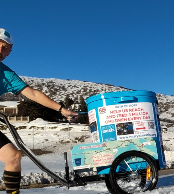 Luigi, volunteer with Mary's Meals Italy, on a previous fundraising effort.