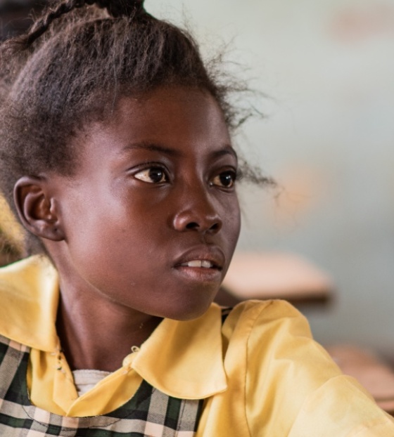 Girl in school in Zambia