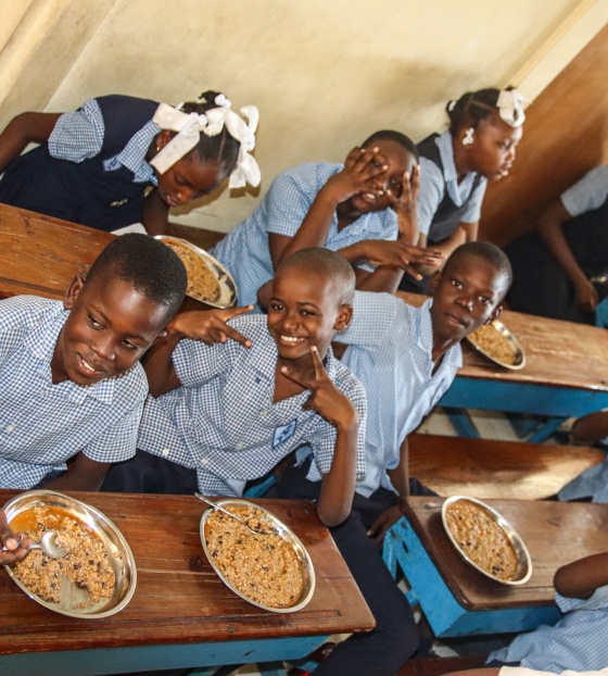 2026 - Haiti - Children with food in class 