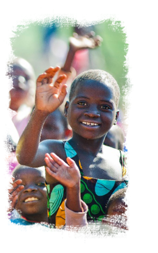 Child waving in crowd