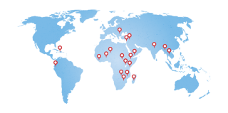 World map featuring location of our programmes