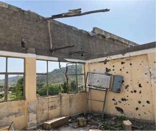 A classroom devastated by war