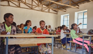 Children in a classroom in Ethiopia.