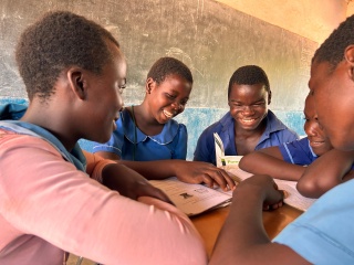Elise and her friends in Malawi