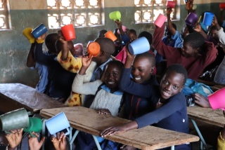 Children eating Mary's Meals in Zambia